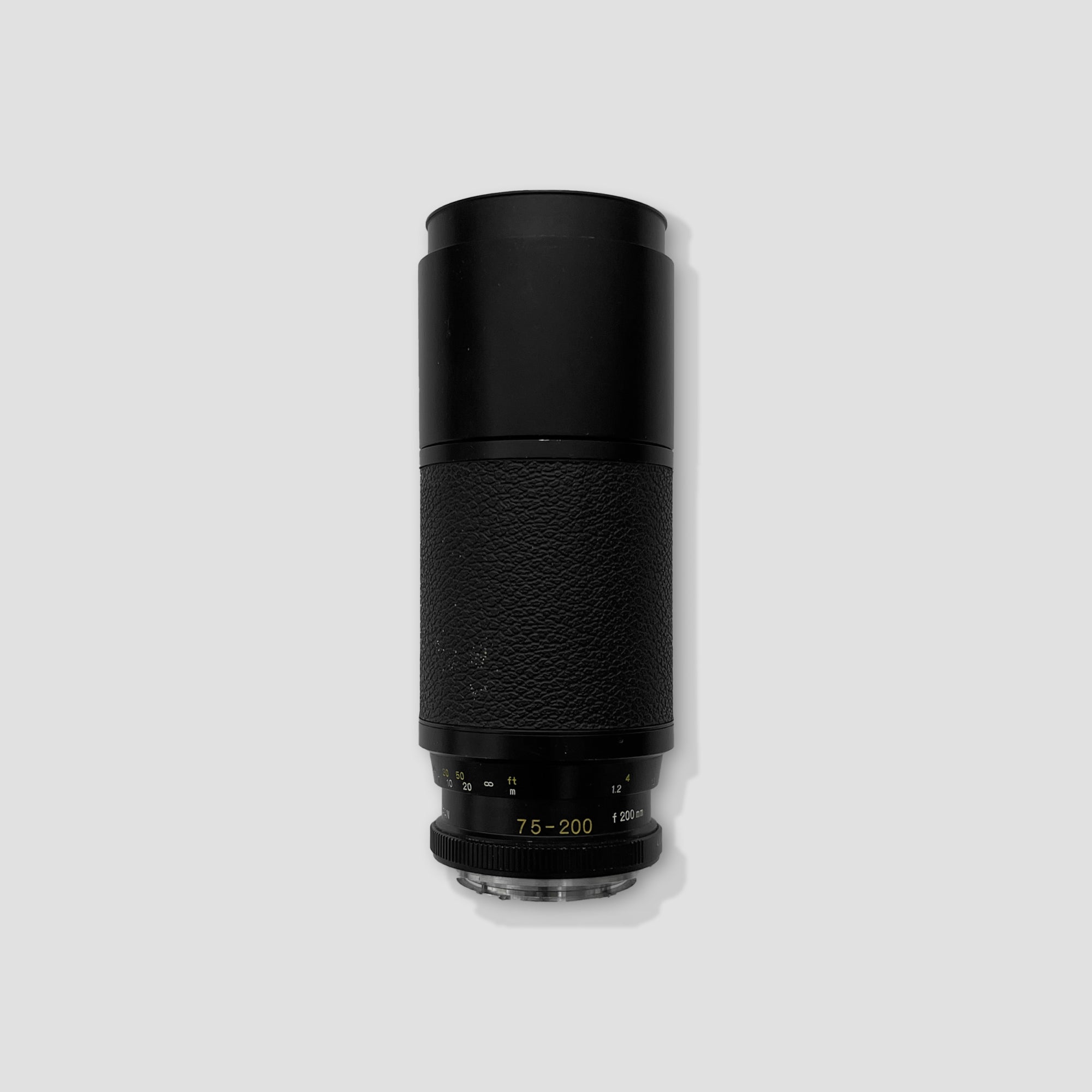 Close-up of the Leica R-mount on the 75-200mm telephoto lens, showcasing build quality