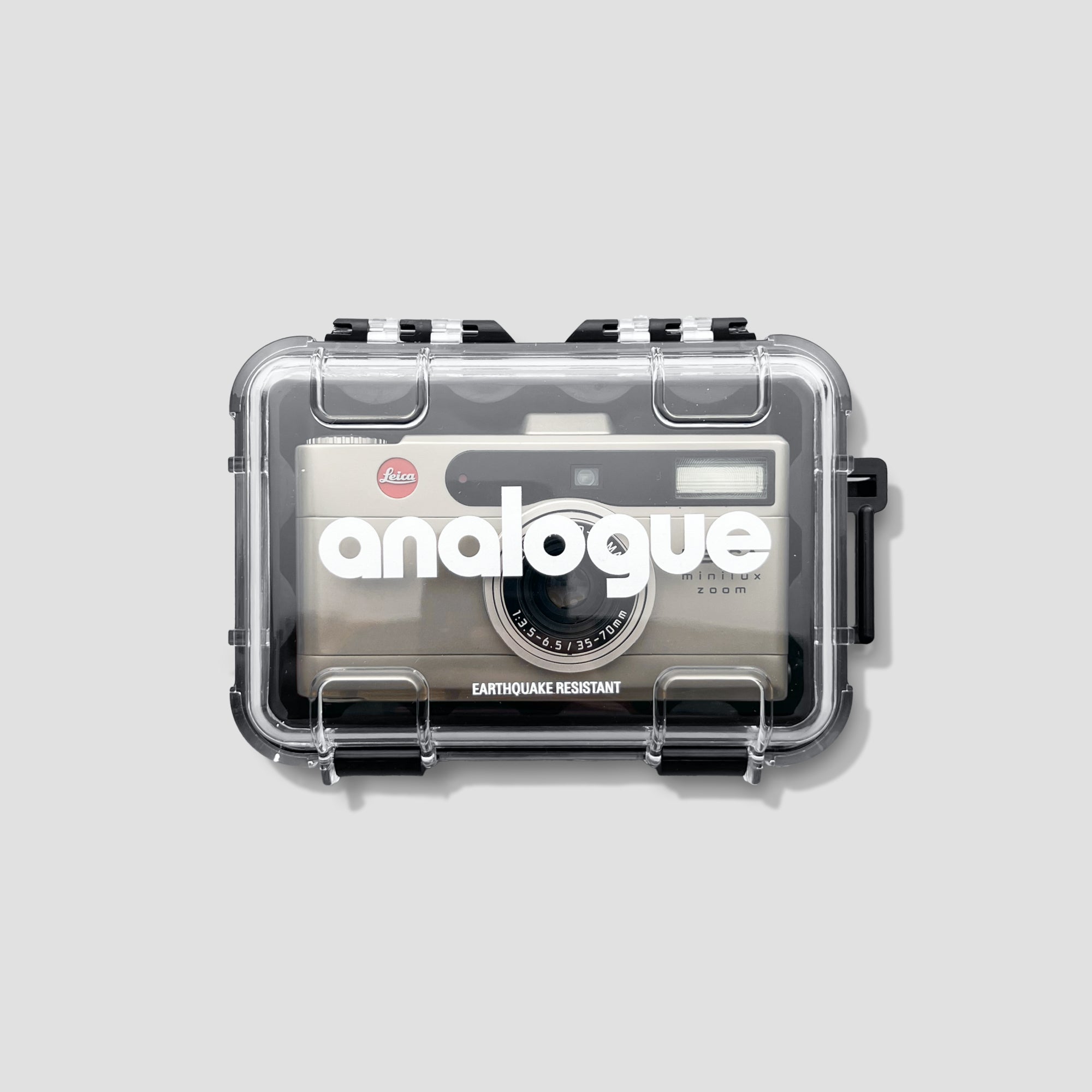 The waterproof case in an outdoor setting, demonstrating its waterproof and impact-resistant features.