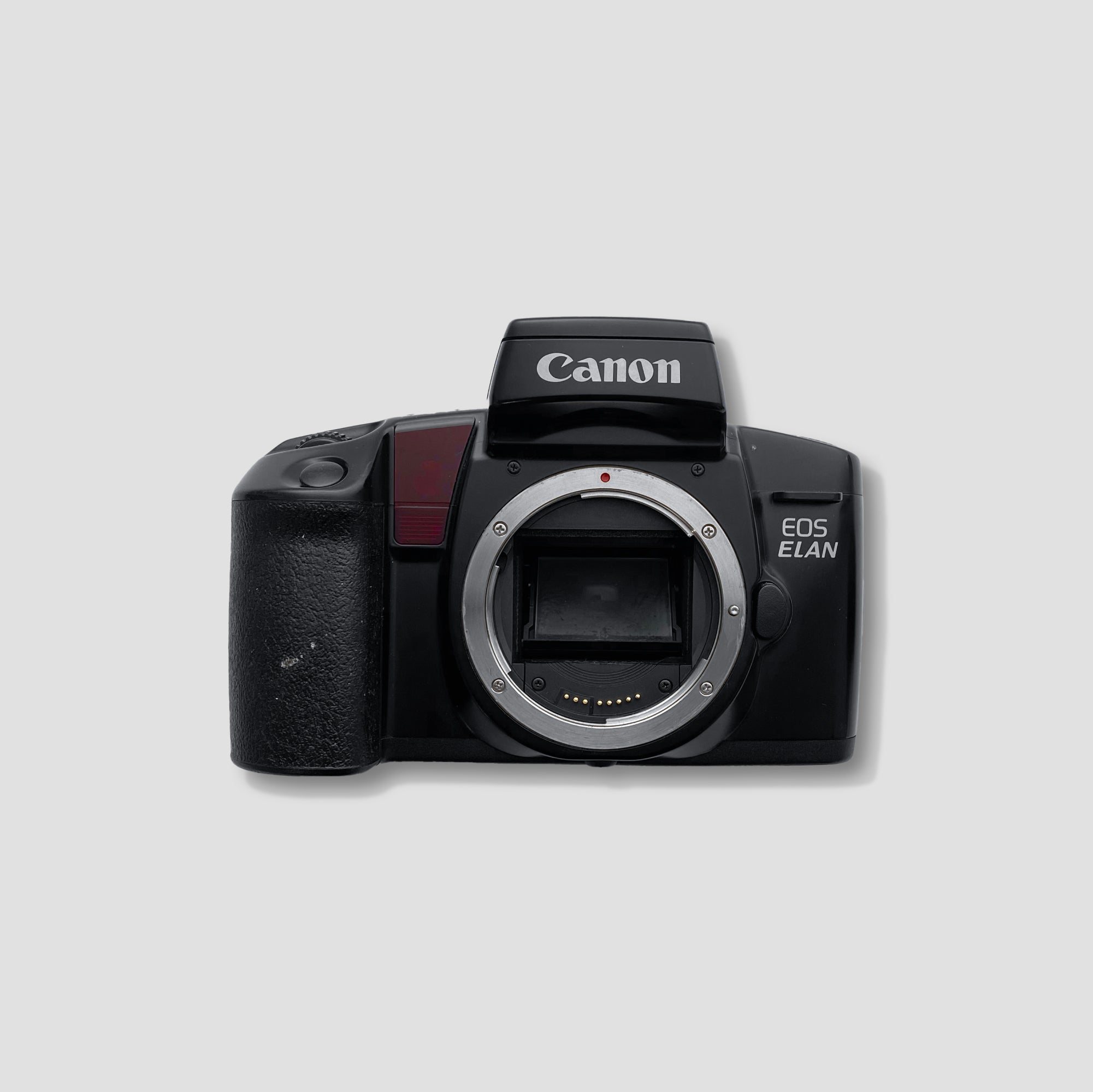 Close-up of the Canon EOS Elan camera body showing controls and lens