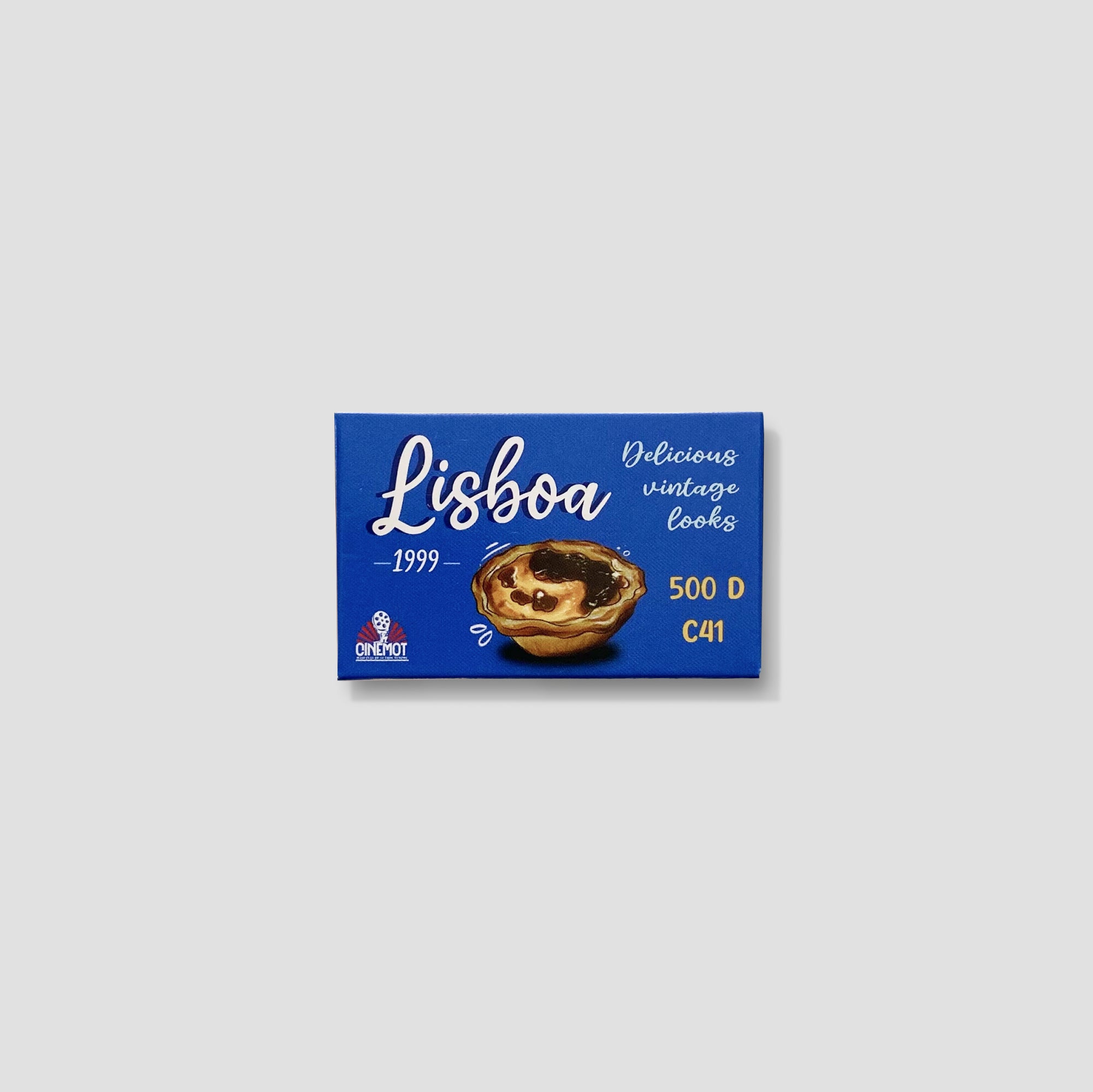 Close-up of Cinemot Lisboa 1999 500D film roll showing 36 exposures