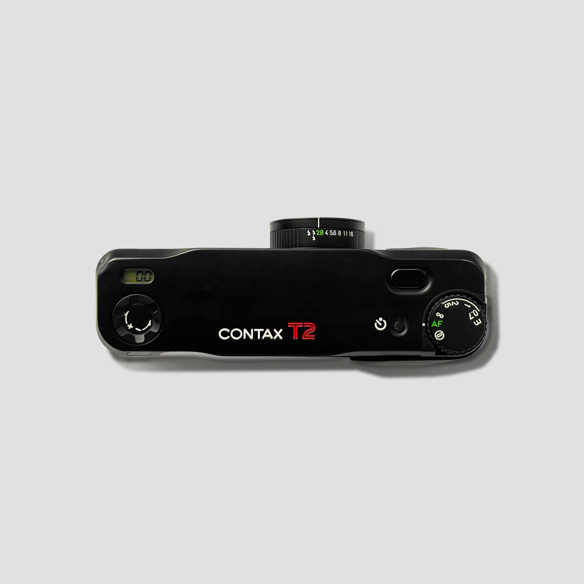 Close-up of the Contax T2 Limited Edition Black, highlighting its sleek aesthetics and functionality.