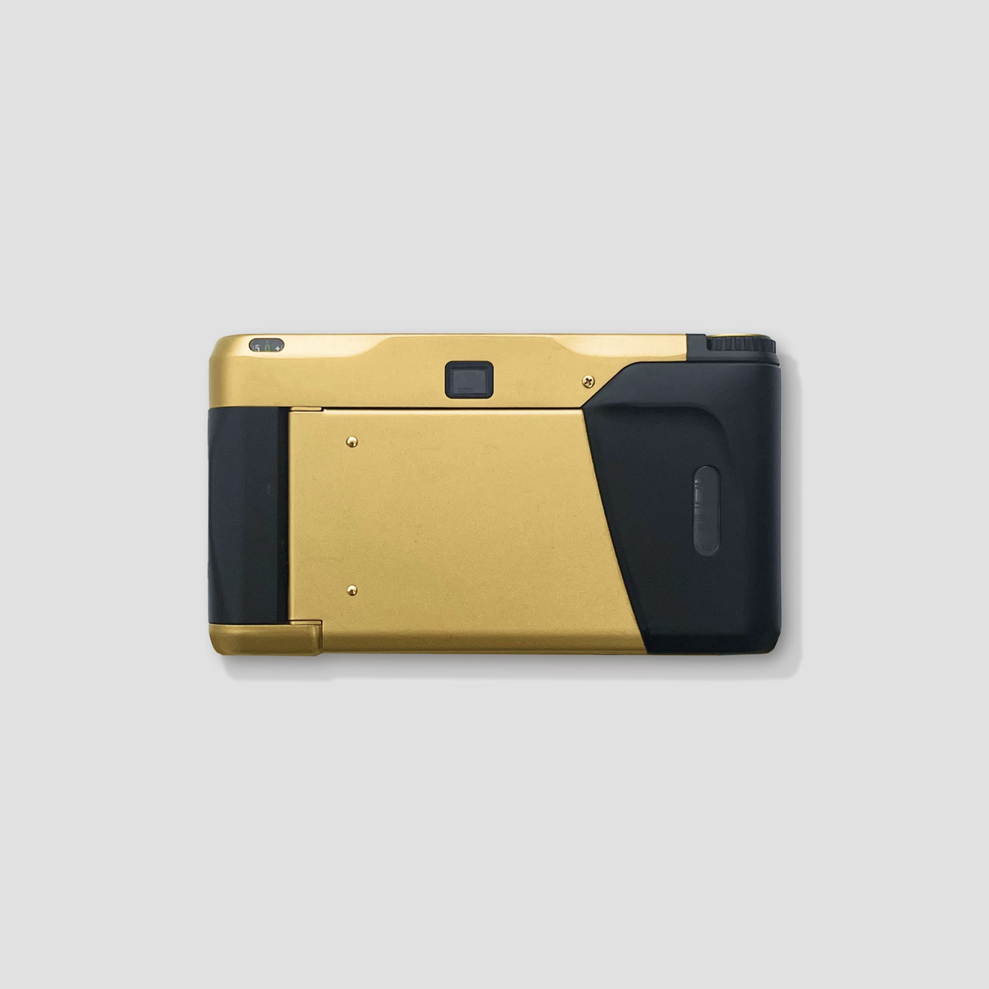 Close-up shot of the Contax T2 Golds controls and lens, emphasizing its advanced features.