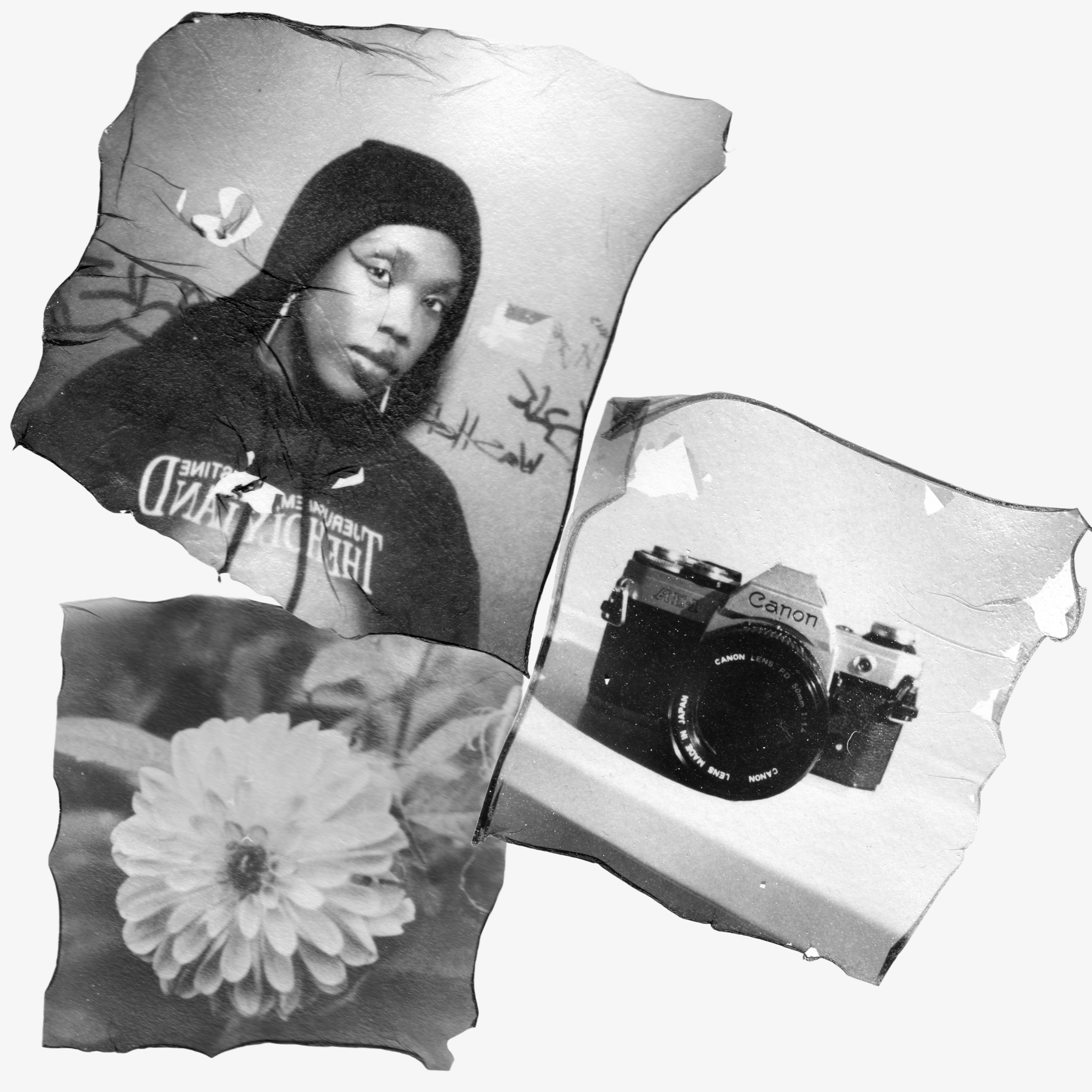 Close-up of a Polaroid film transfer in progress, showcasing the step-by-step process