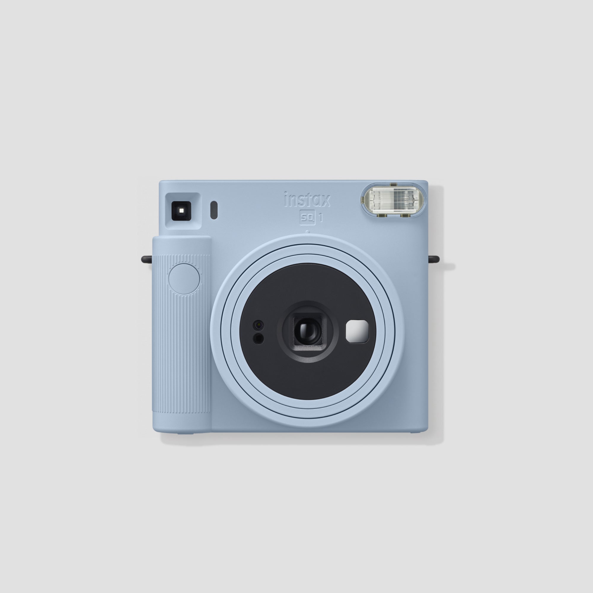 Front view of Fujifilm Instax SQ1 showing square lens and minimalist design