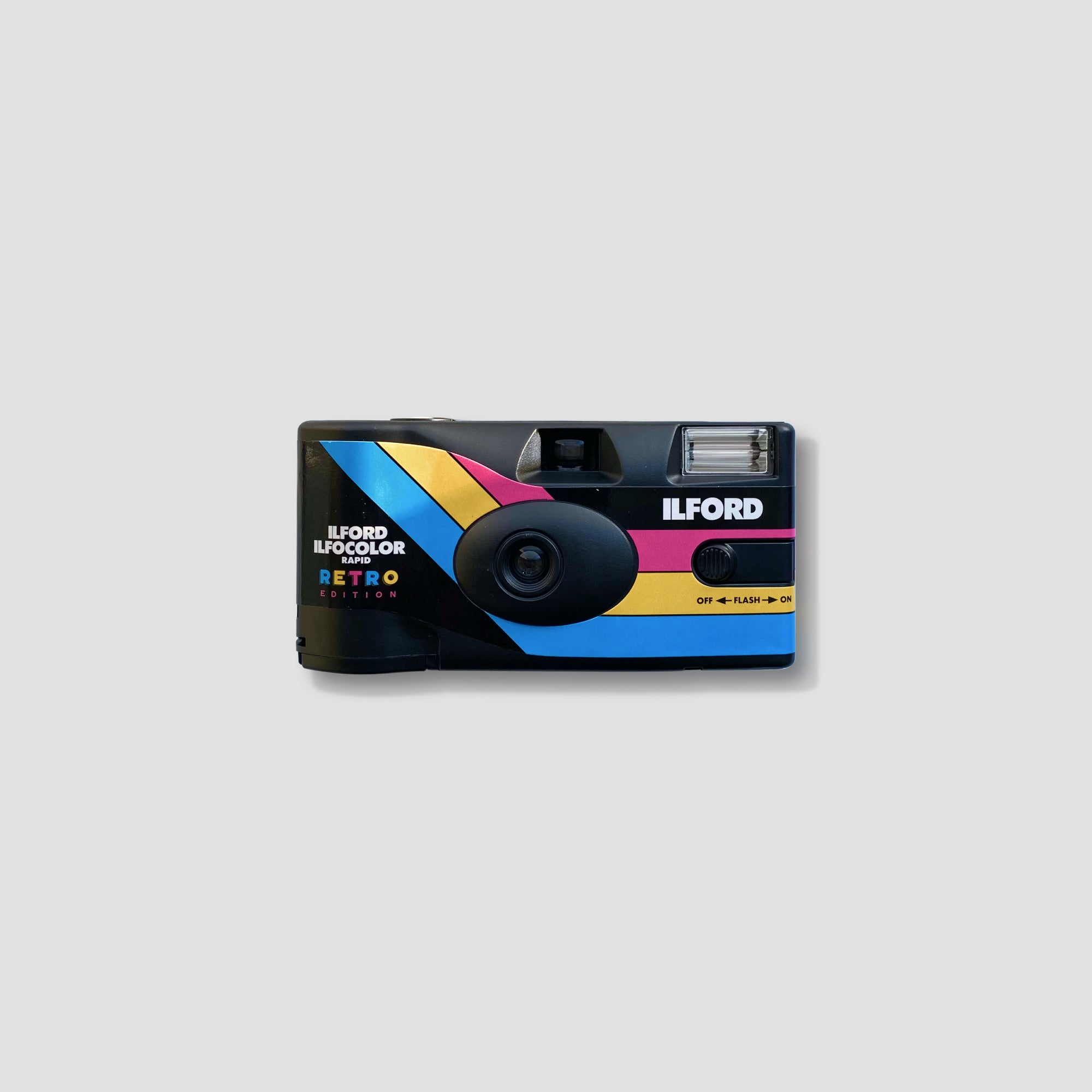 Close-up of Ilford Ilfocolor Rapid film camera highlighting its compact size and integrated flash