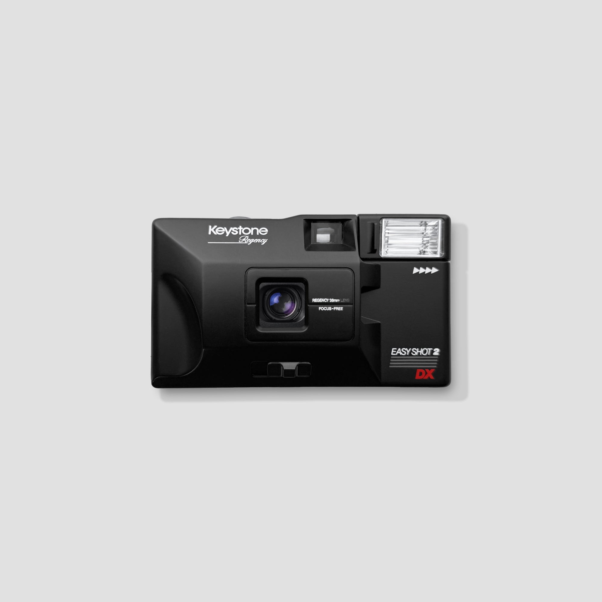 Front view of the Keystone Regency Easy Shot 2 DX camera showcasing its compact design and controls.