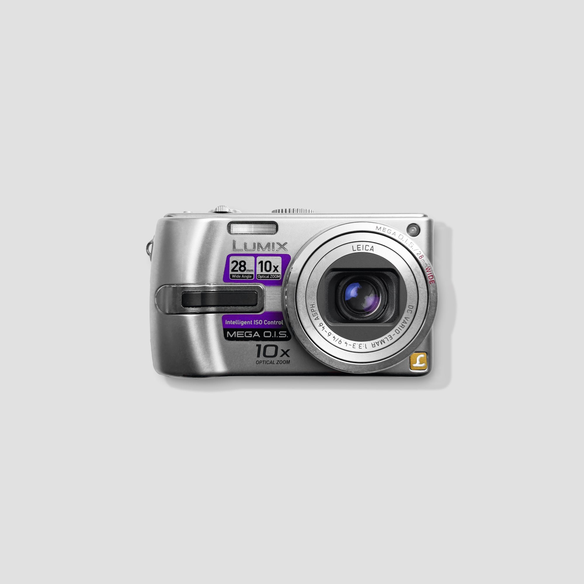 Panasonic Lumix DMC-TZ2 front view showing compact design and zoom lens