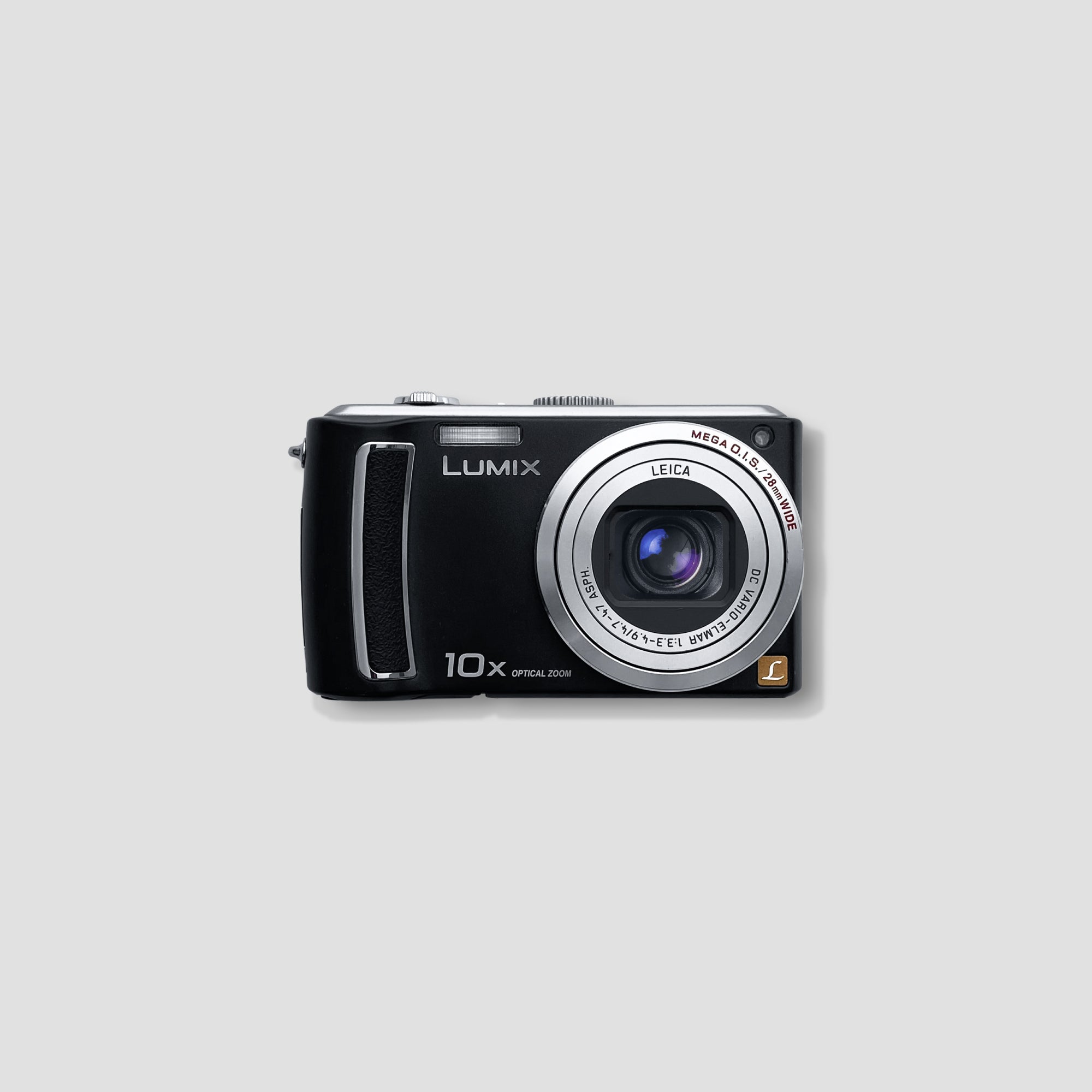 Panasonic Lumix DMC-TZ4 showing the front with lens extended for travel photography