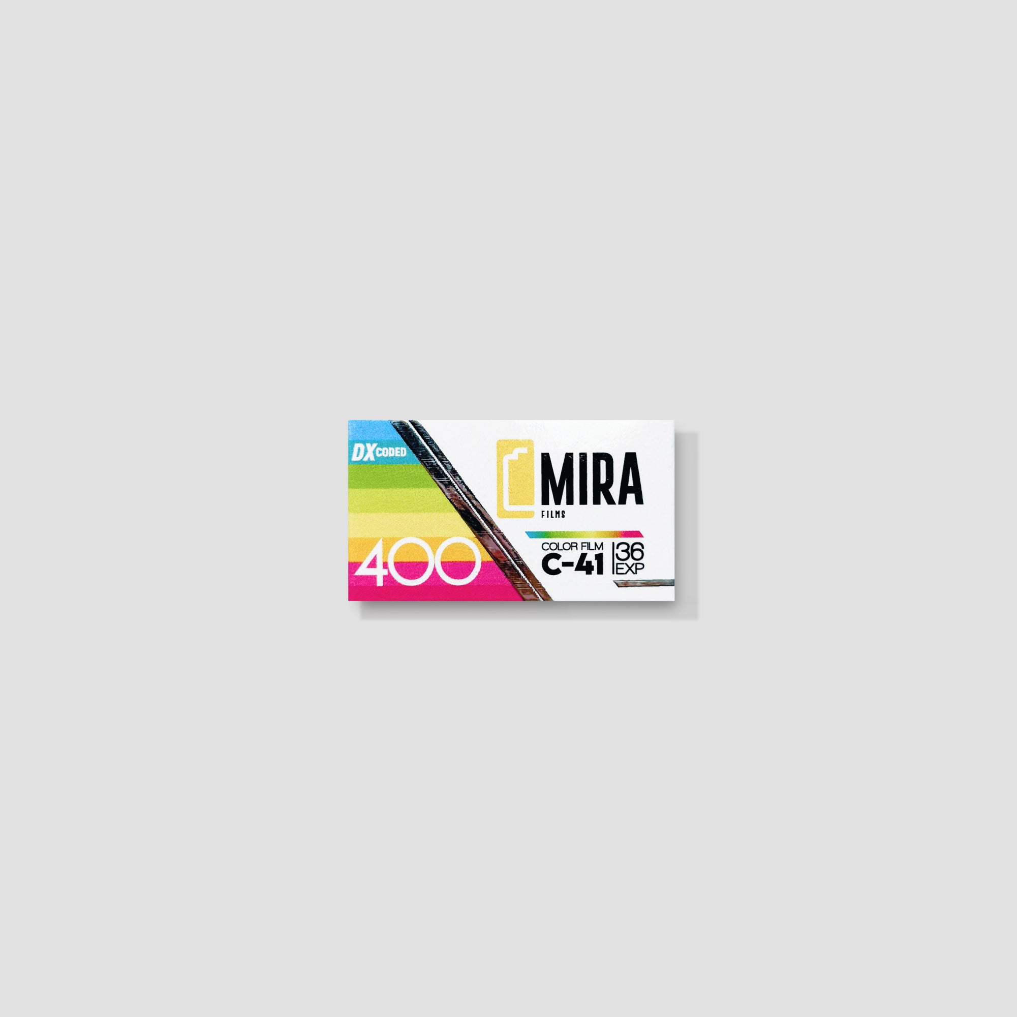 Mira Color 400 35mm film roll with vibrant packaging for film photography