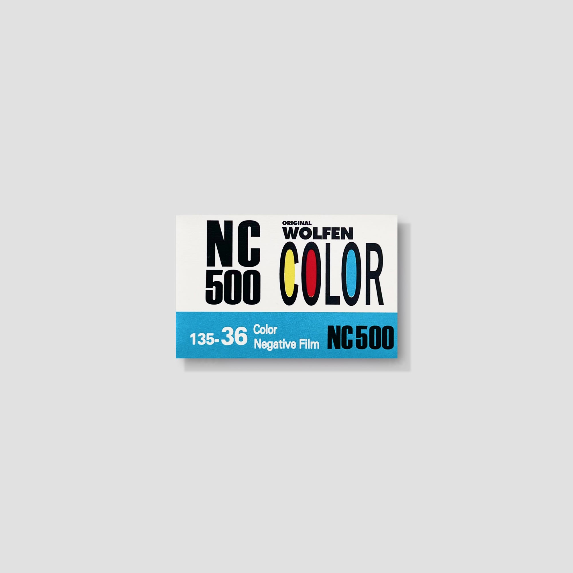 Wolfen NC 500 colour film roll showcasing its packaging, ideal for film photography enthusiasts.