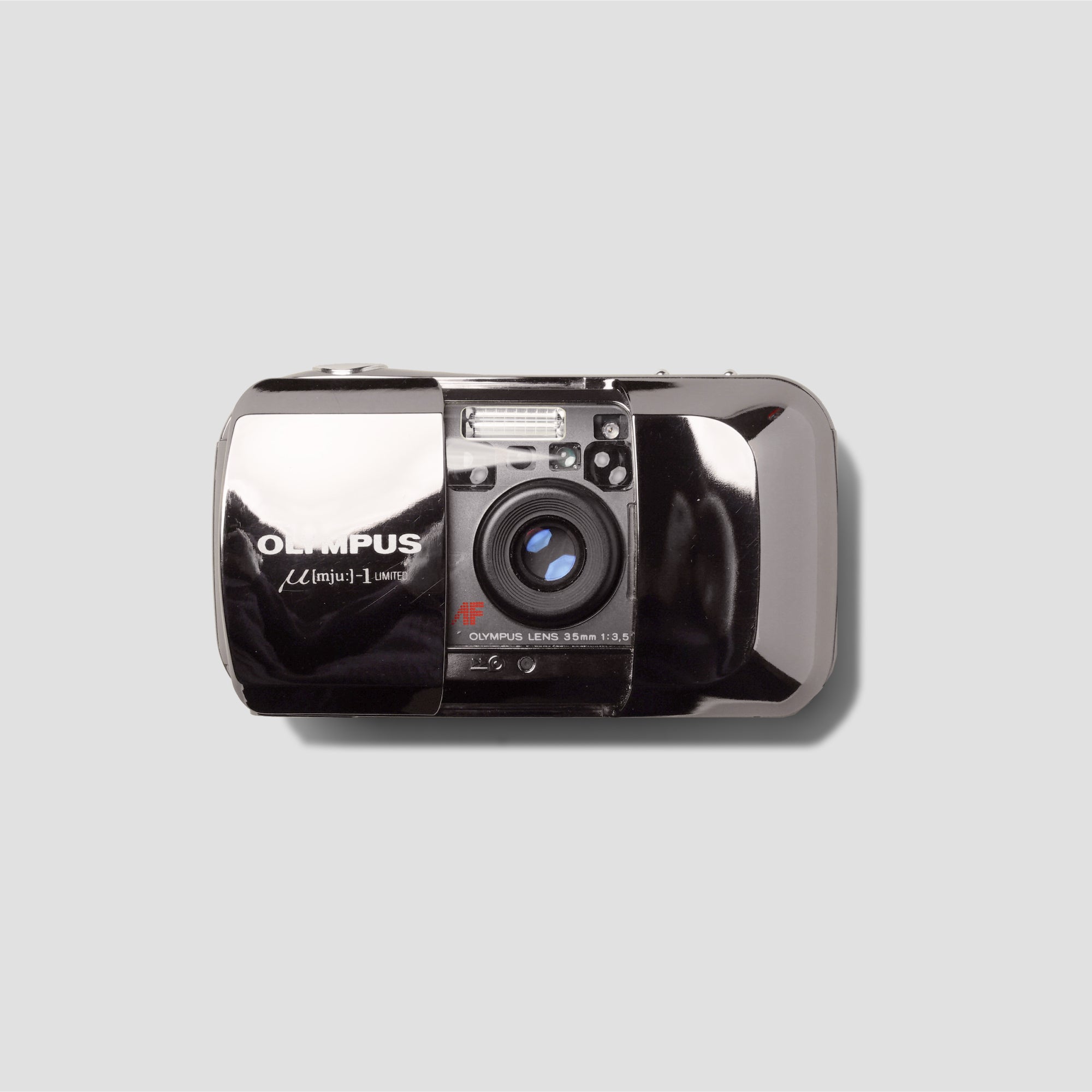 Olympus MJU I Limited silver compact camera front view