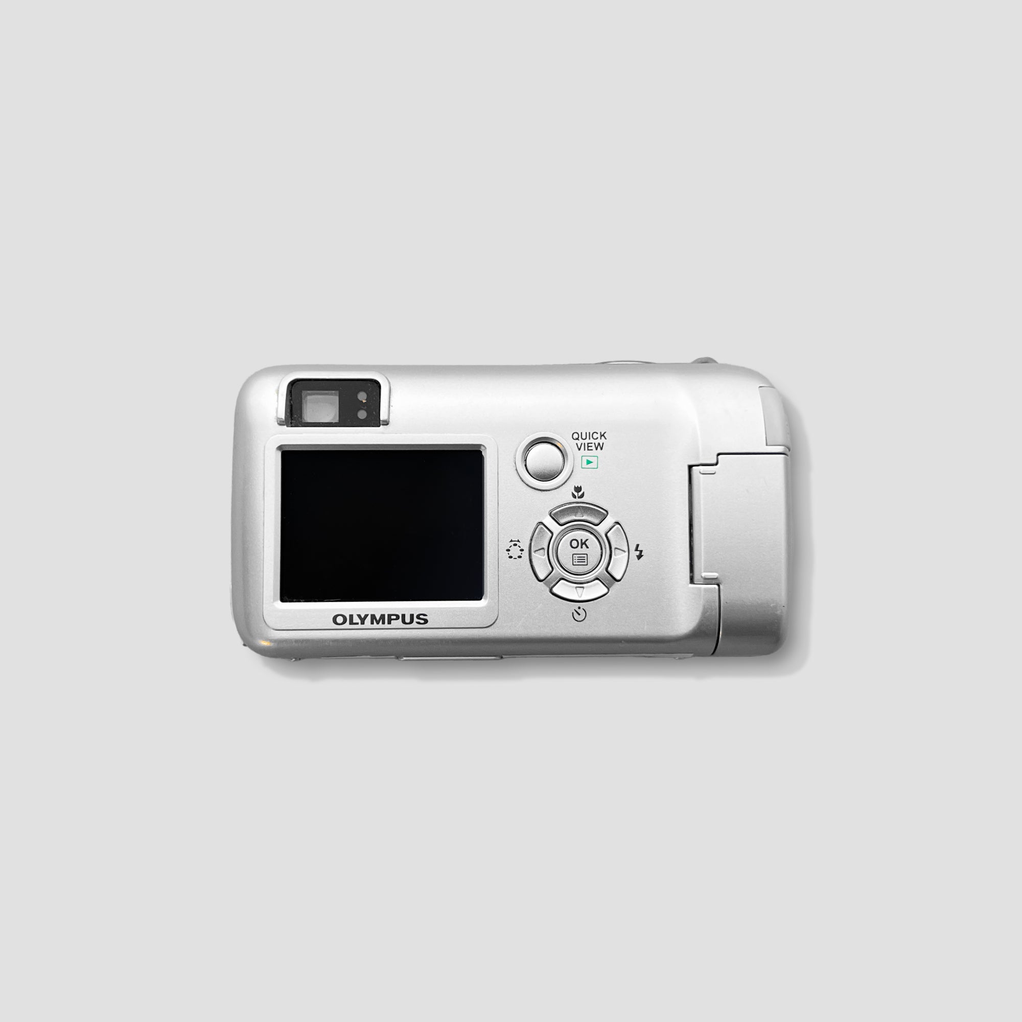Olympus Camedia D-580 Zoom camera showing its compact design and optical zoom feature.