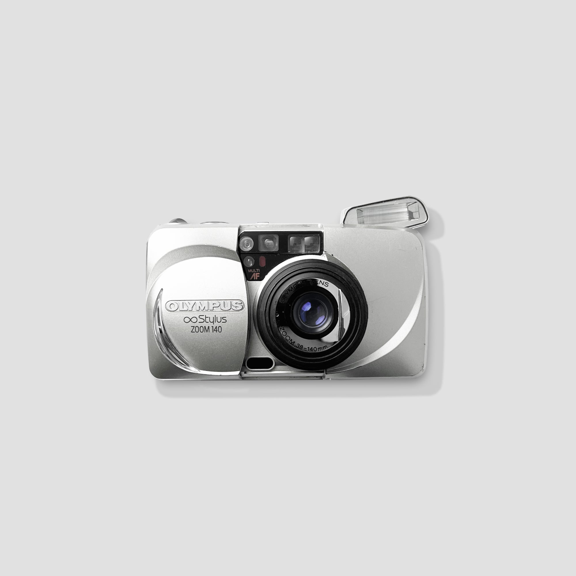 Olympus MJU Zoom 140 Stylus camera showing front view with zoom lens