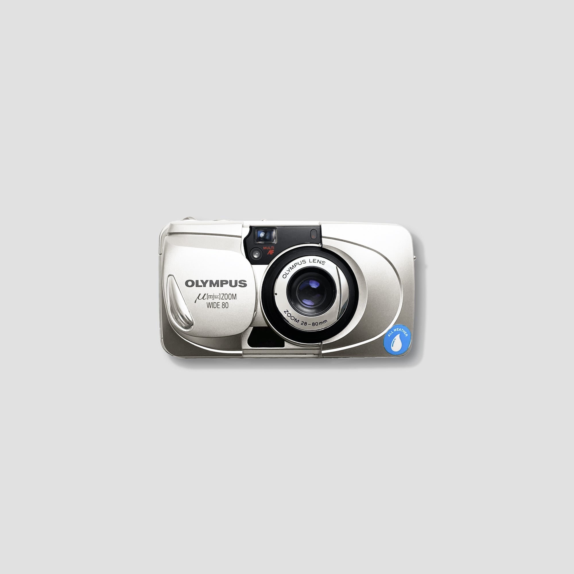 Olympus Mju Zoom Wide 80 showing its wide-angle lens and compact design