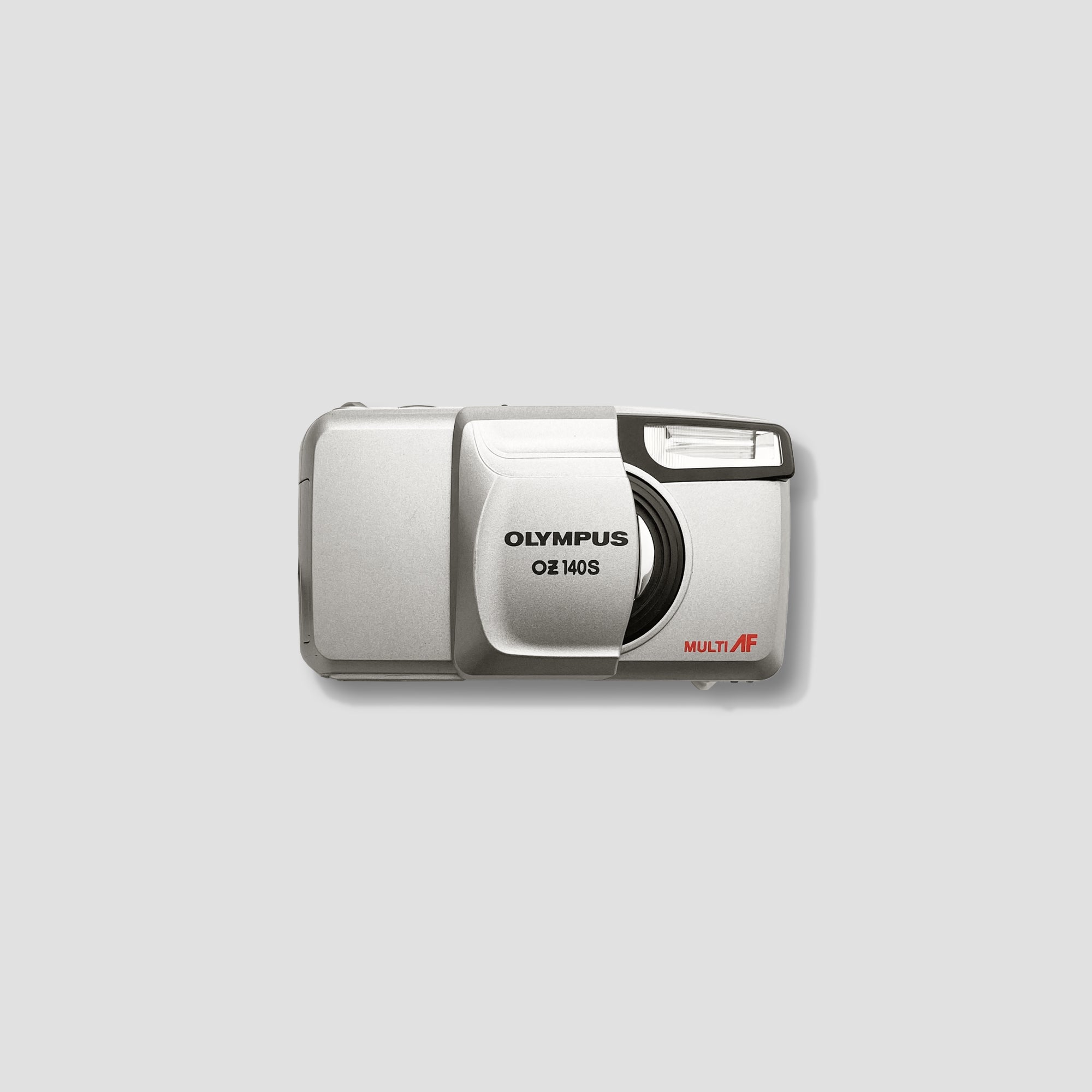 Olympus OZ 140 film camera in near mint condition, showcasing its sleek design and zoom lens.