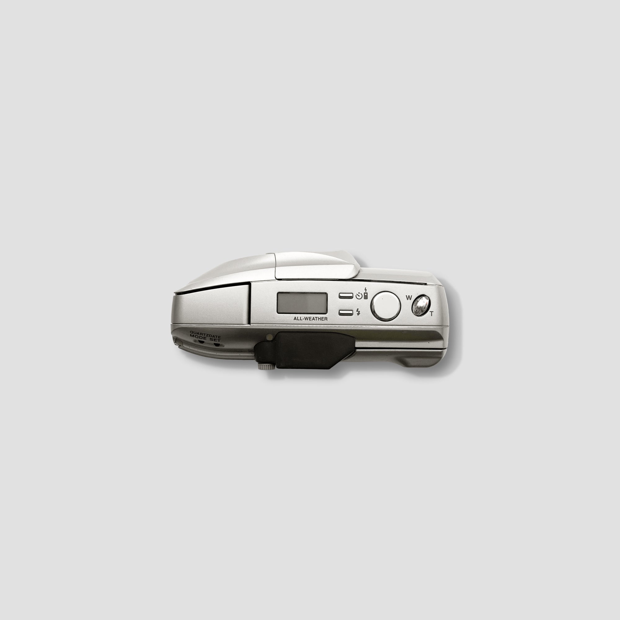 Side angle of the weatherproof Olympus Stylus Epic in outdoor setting