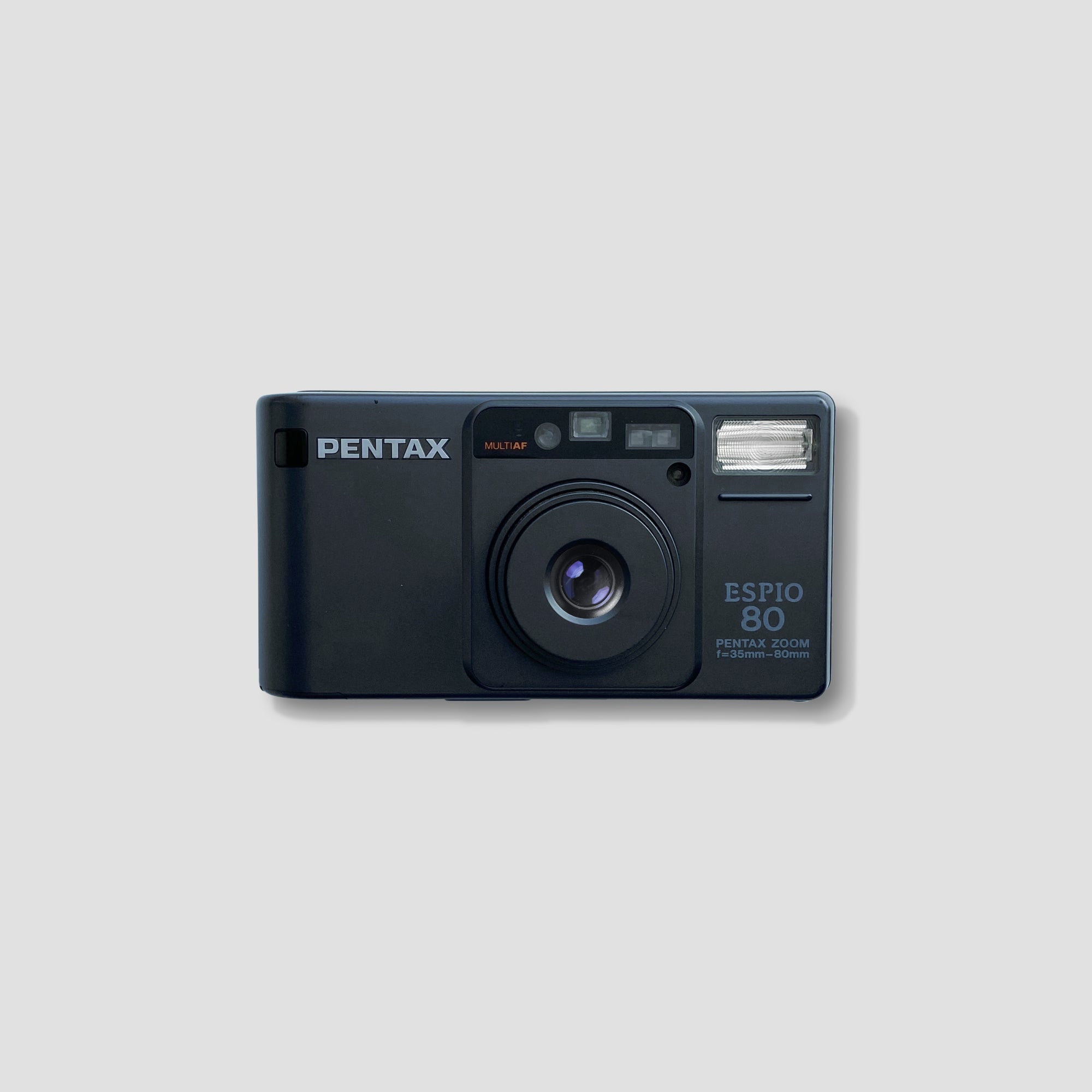 Side view of Pentax Espio 80 showcasing its zoom lens and sleek design.