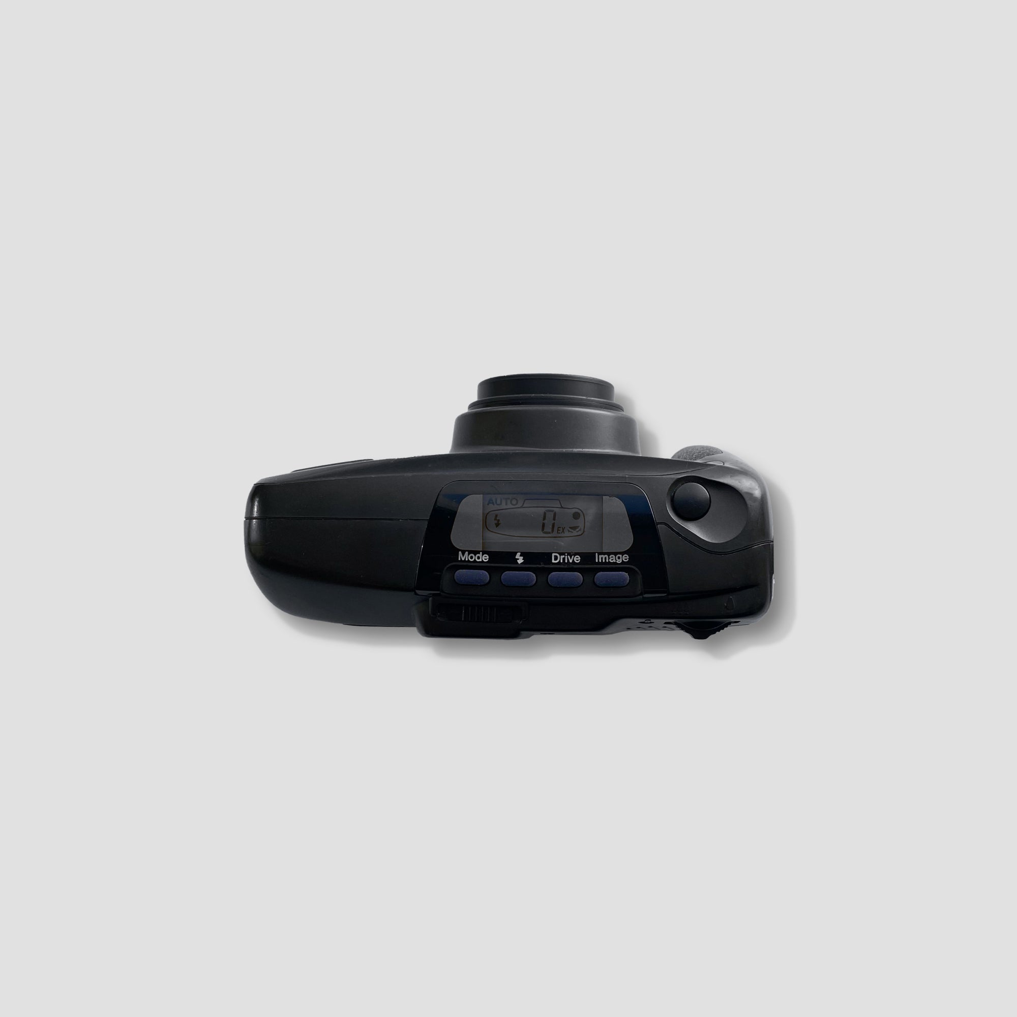 Close-up of Pentax Zoom 280-P 35mm film camera in hand