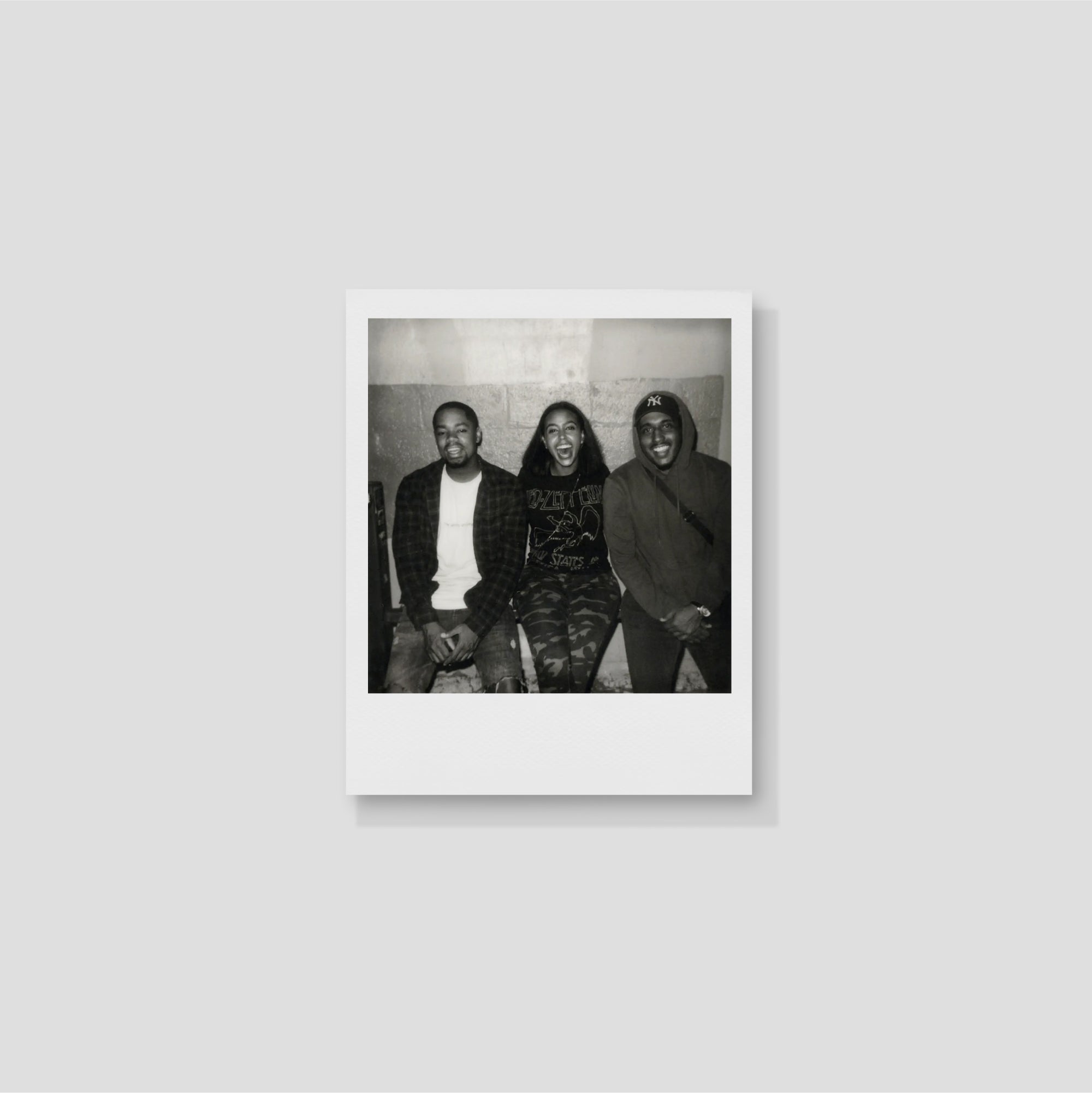 Instant photo taken with Polaroid black and white film, highlighting the rich contrast of the image.