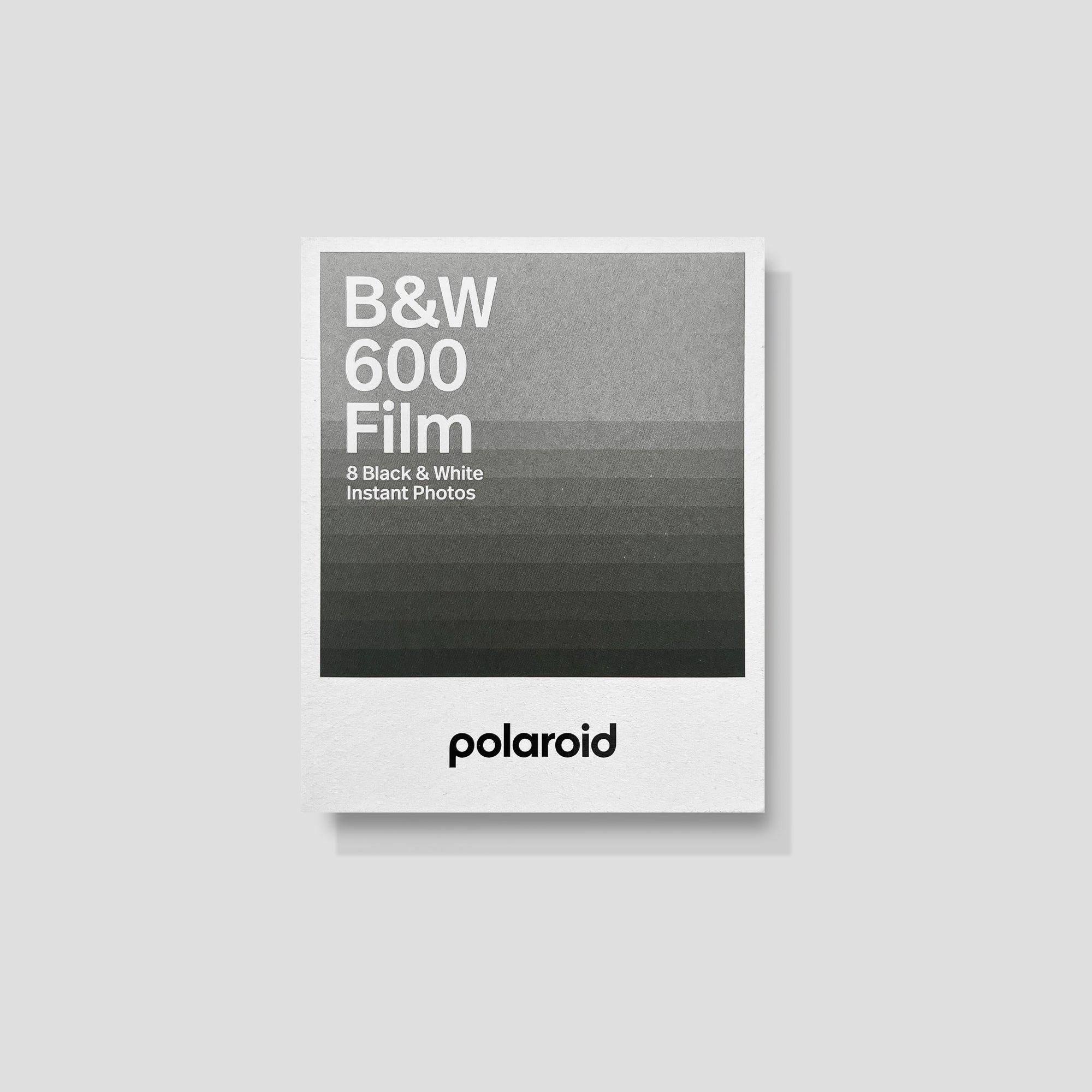 Polaroid black and white 600 film pack showcasing its stylish design and retro appeal.
