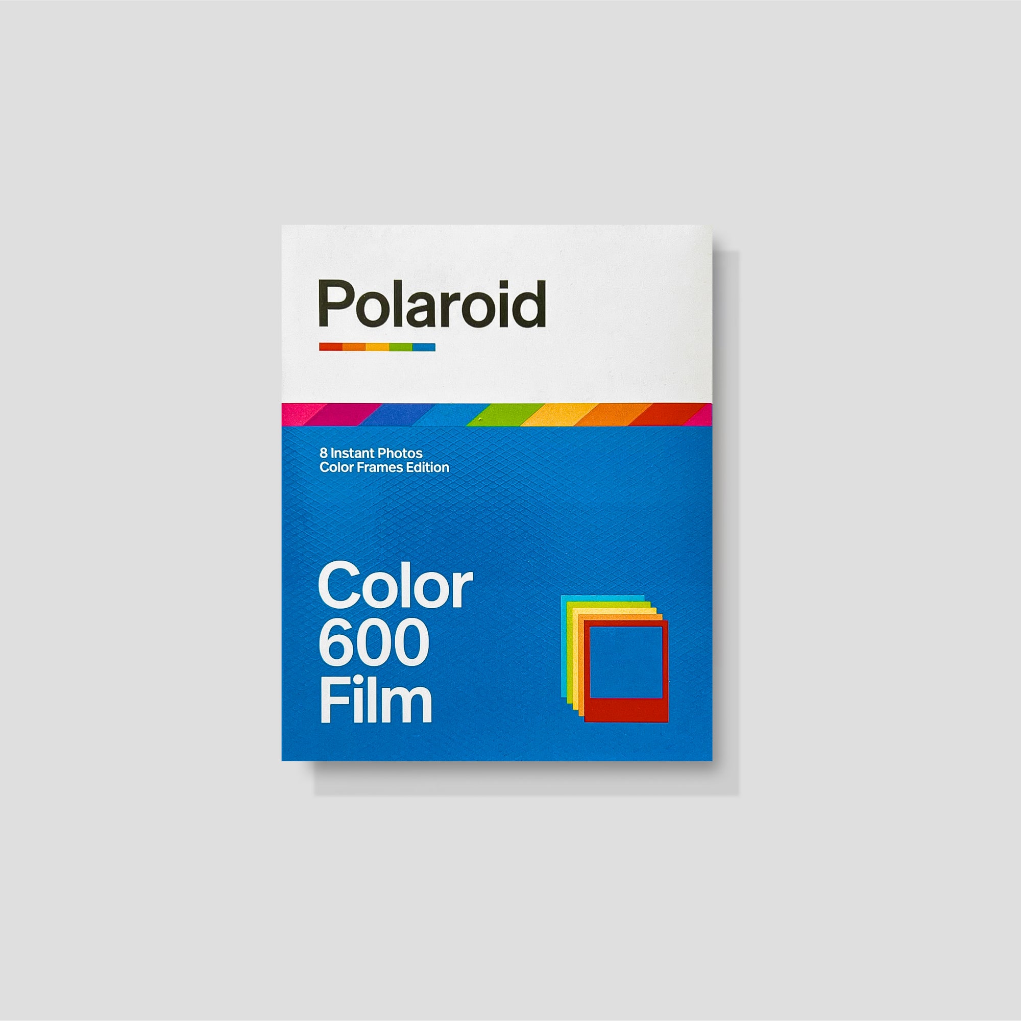 Polaroid 600 Color Instant Film pack on studio background showing iconic branding