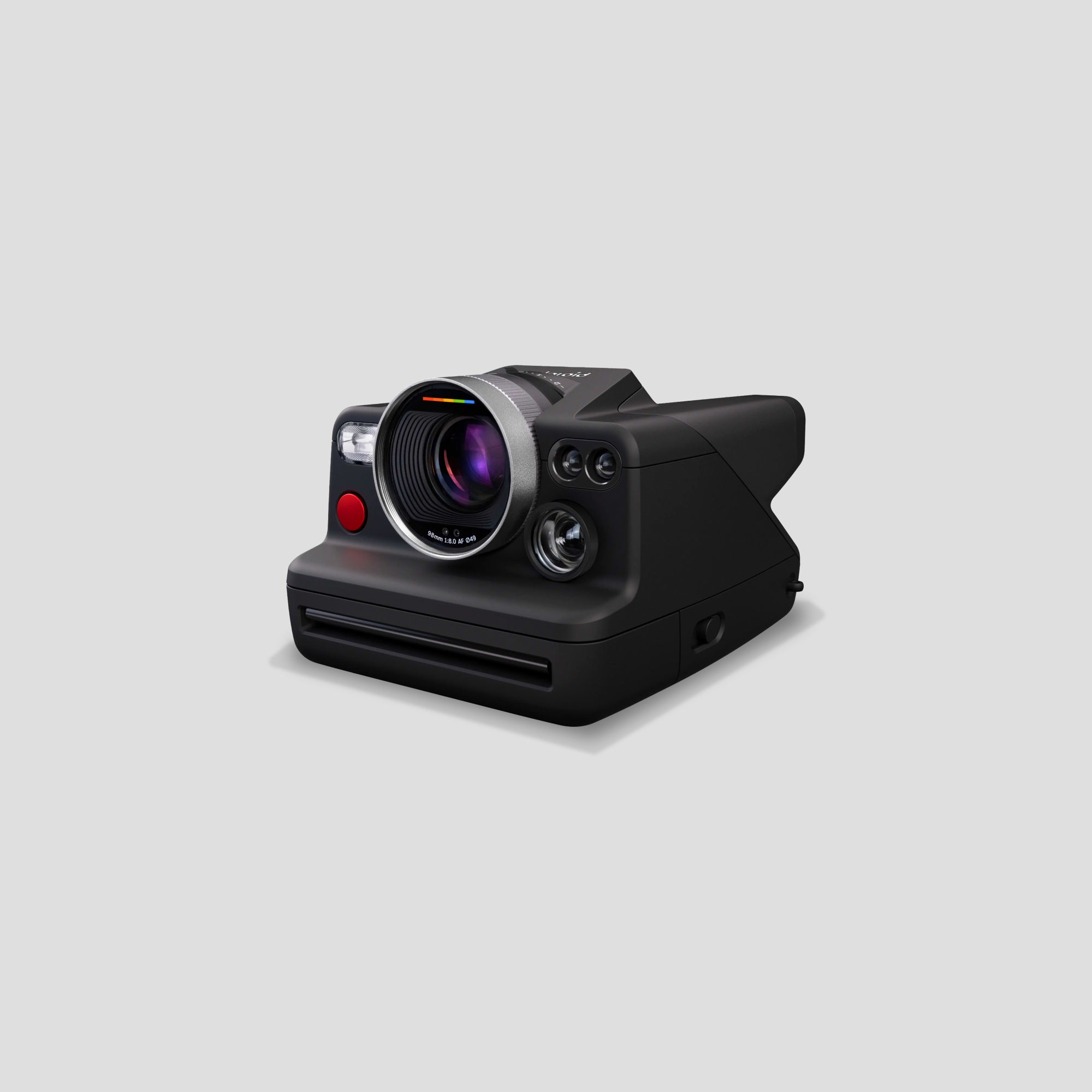 Front view of the Polaroid I-2 instant camera showing manual controls and display