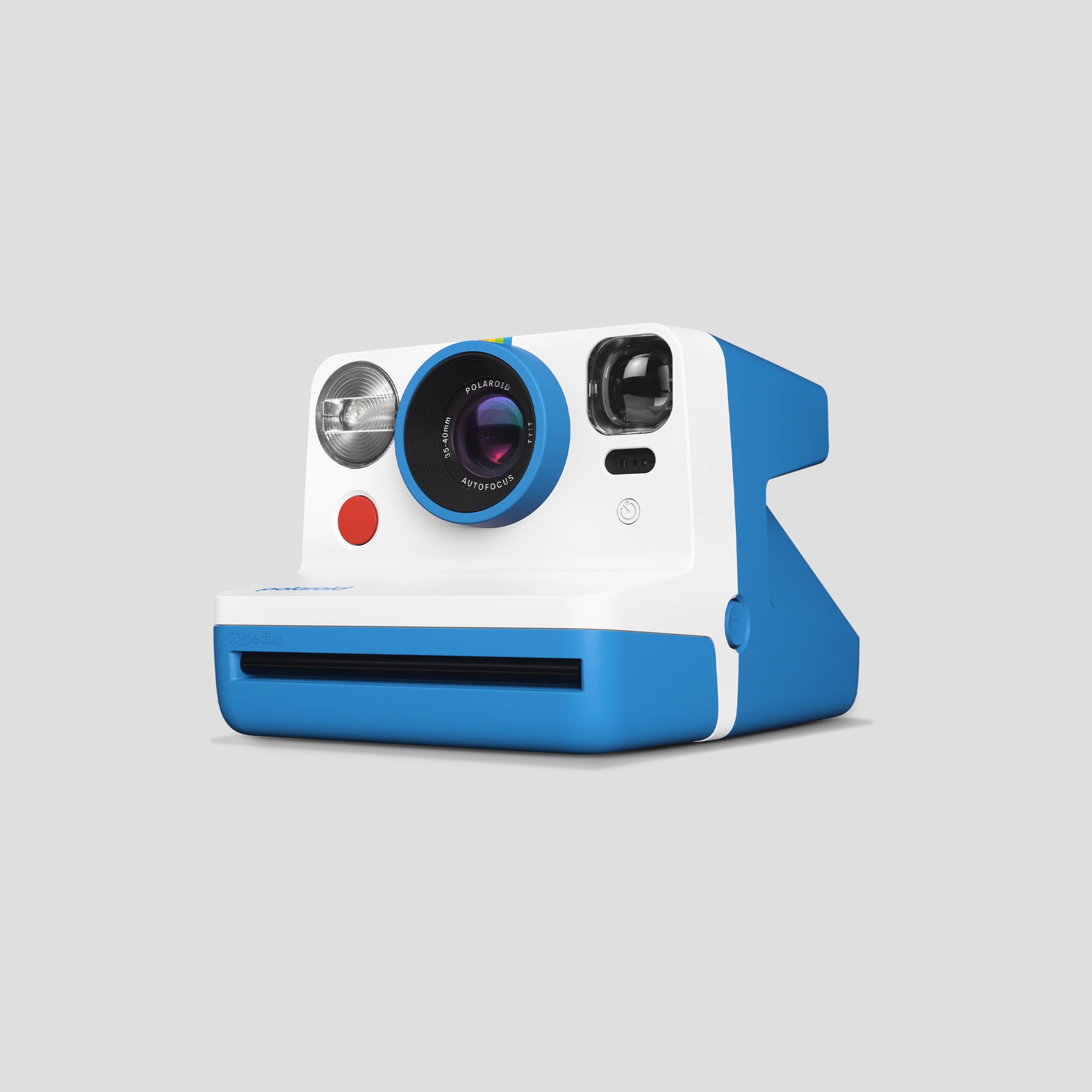 Close-up of the Polaroid cameras autofocus system and vintage design