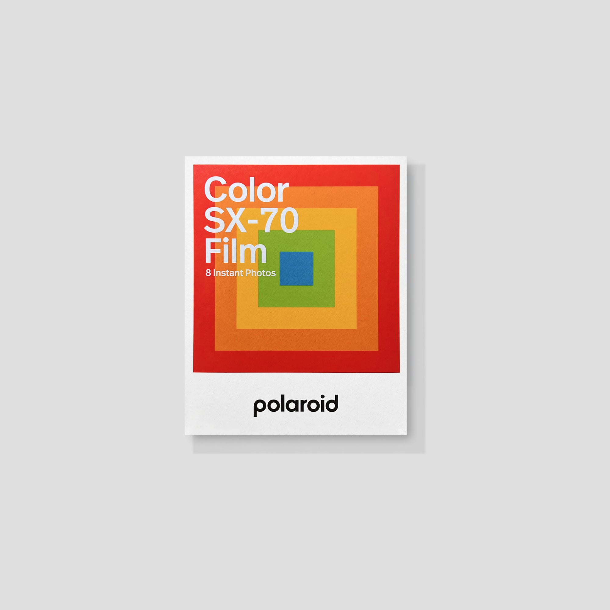 Close-up of Polaroid SX-70 color film pack showing vibrant packaging