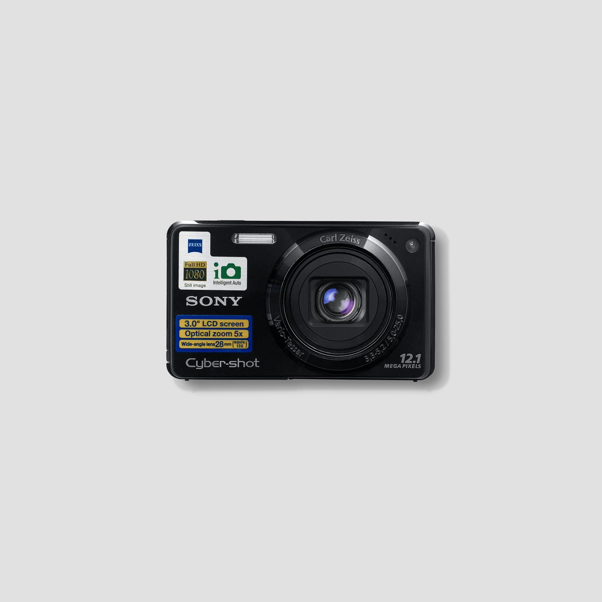 Sony Cybershot DSC-W290 front view showcasing its compact size and stylish design