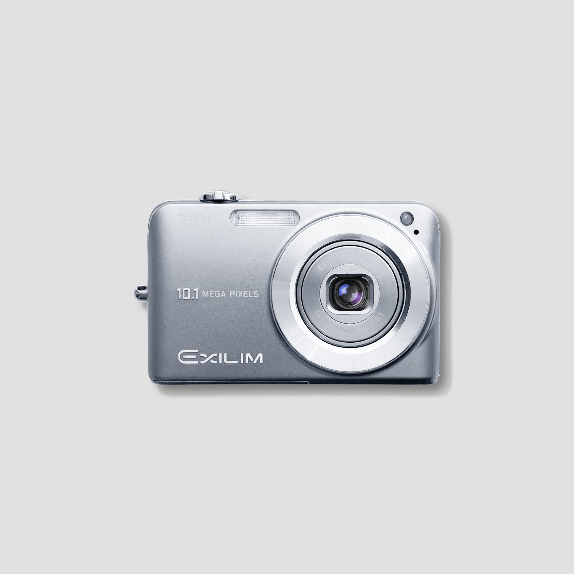 Casio Exilim EX-Z1080 compact digital camera with 3x optical zoom, showcasing its sleek design.