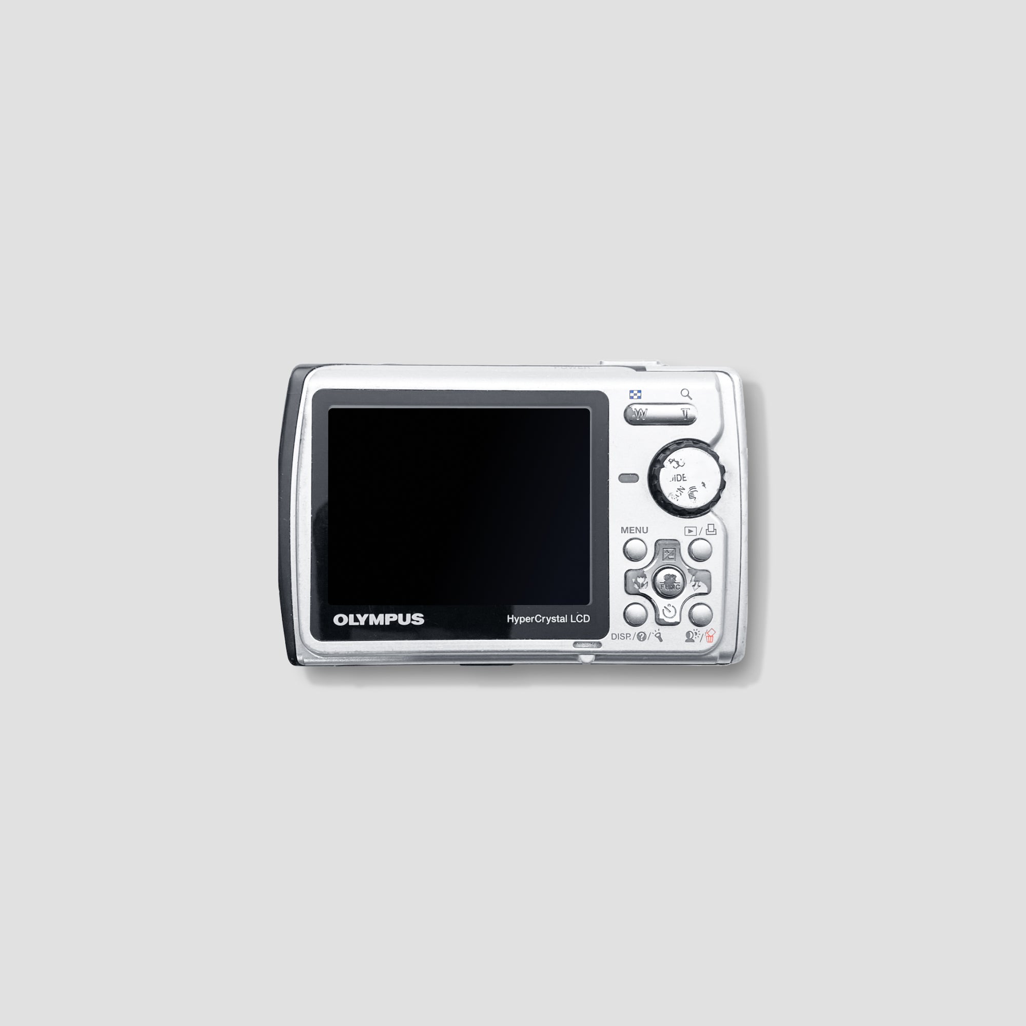 Close-up of Olympus 850 SW showing its waterproof features in a stream