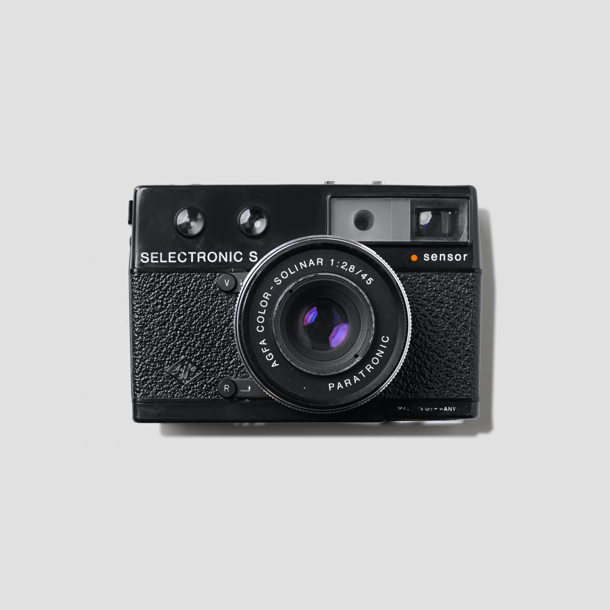 Close-up of the AGFA Selectronic S 35mm camera lens highlighting build quality