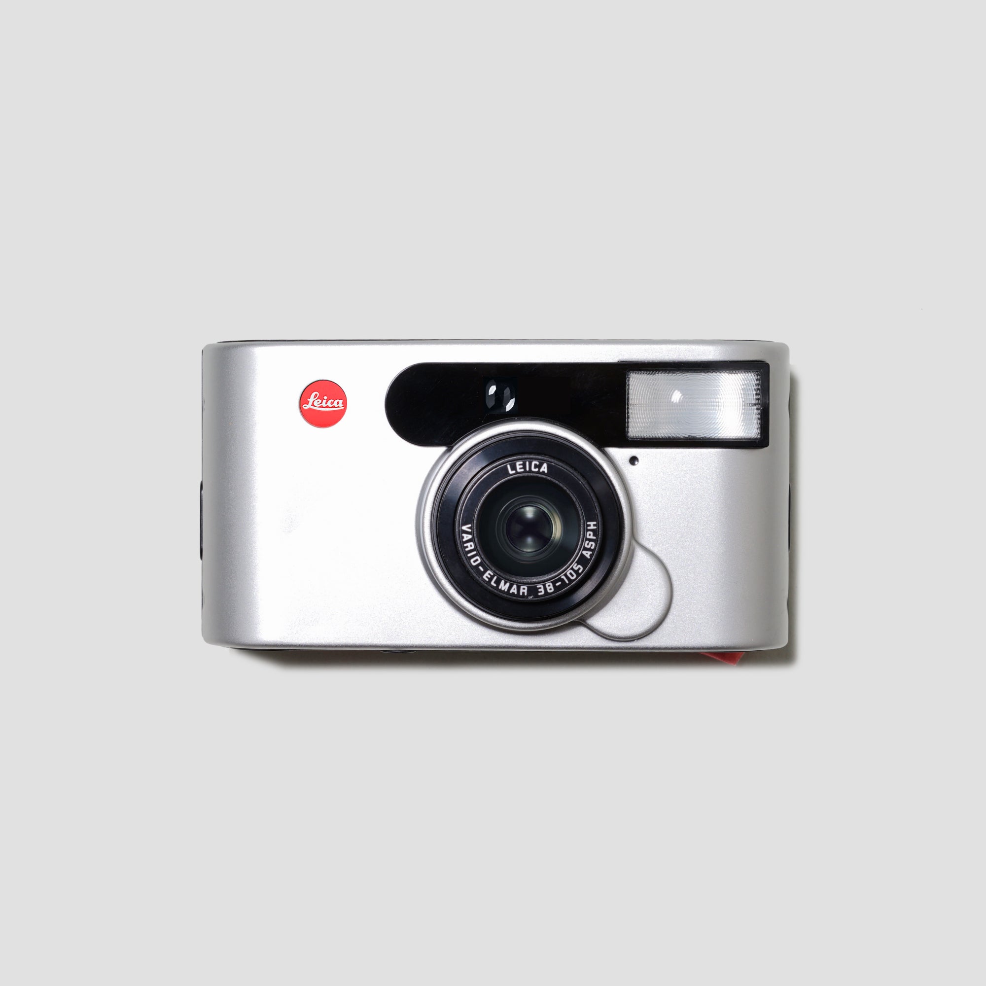 Front angle of Leica C1 compact camera showing sleek metallic finish