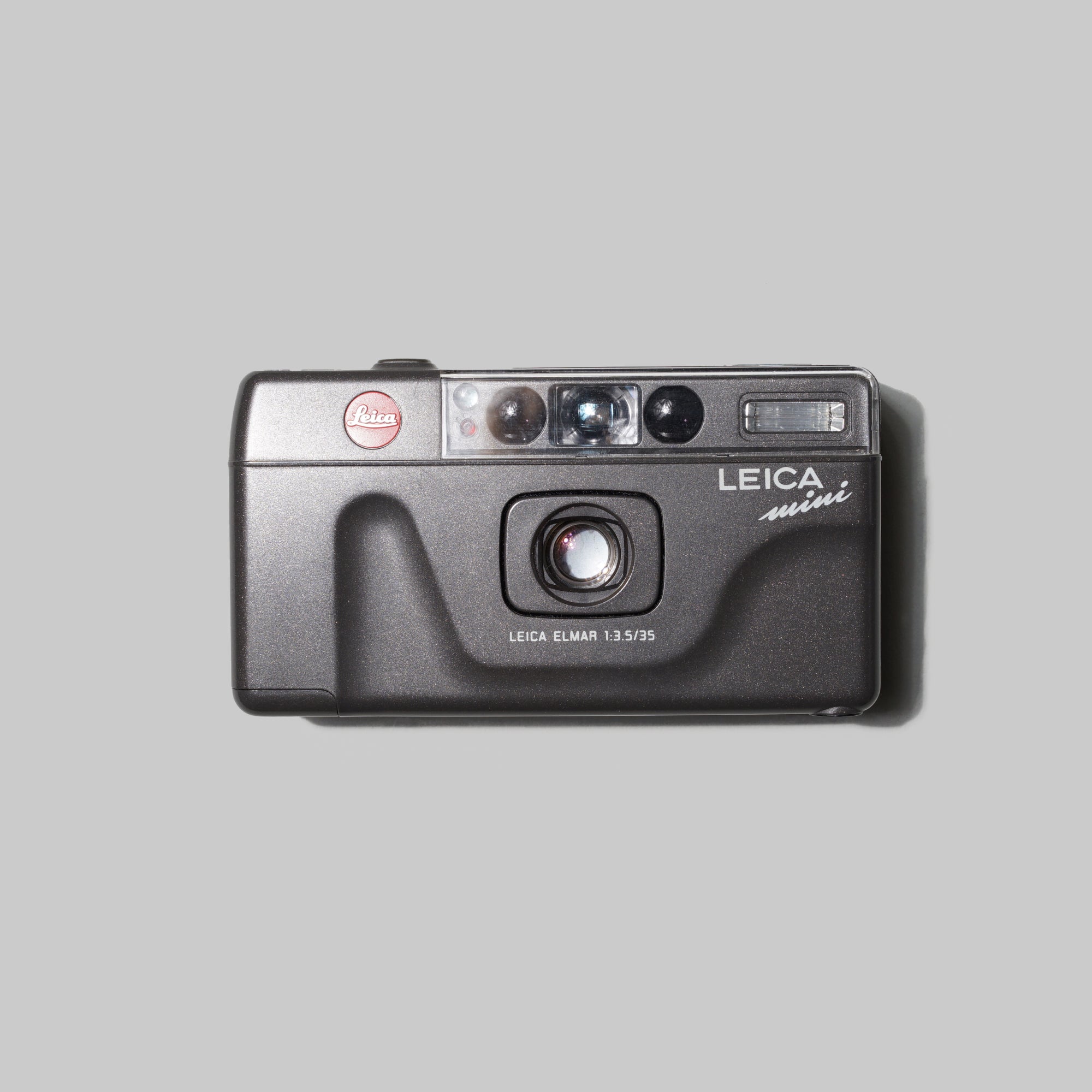 Leica Mini film camera angled shot highlighting its sleek design and compact size