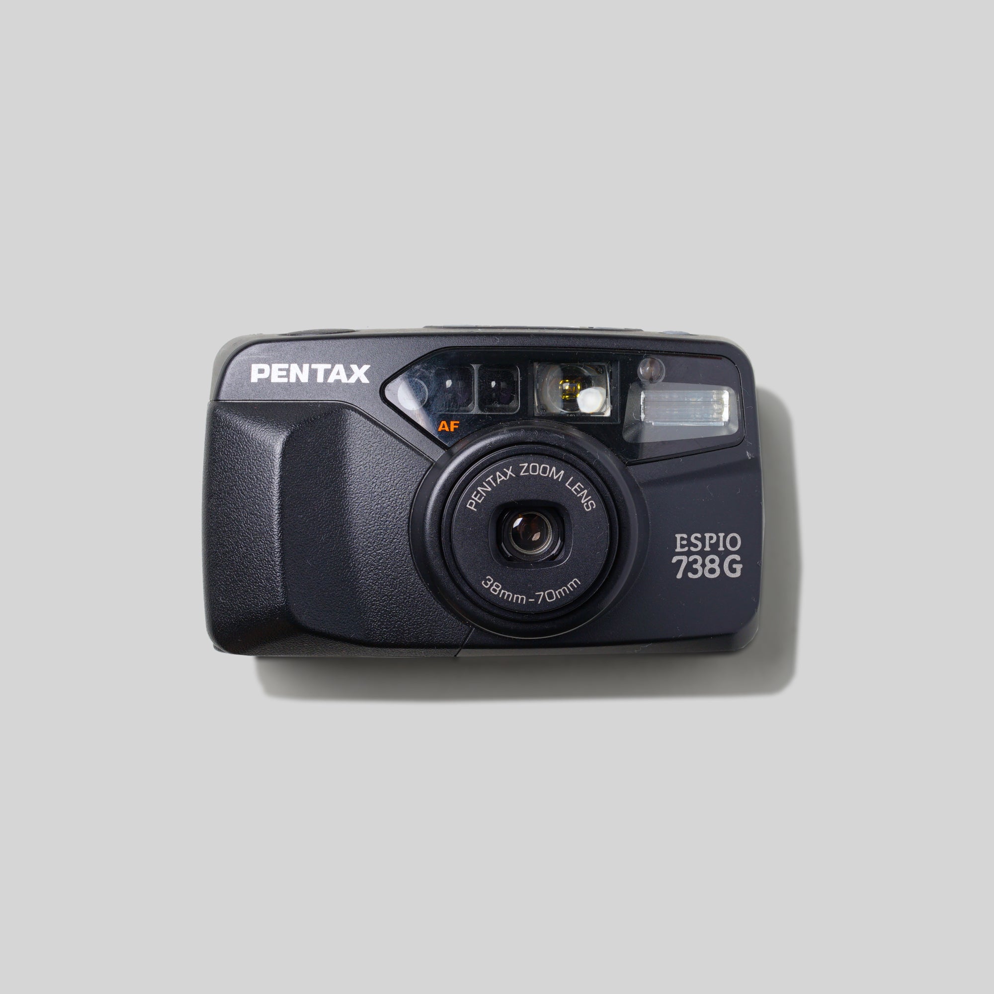 Pentax Espio 738G front view showing the compact design and zoom lens