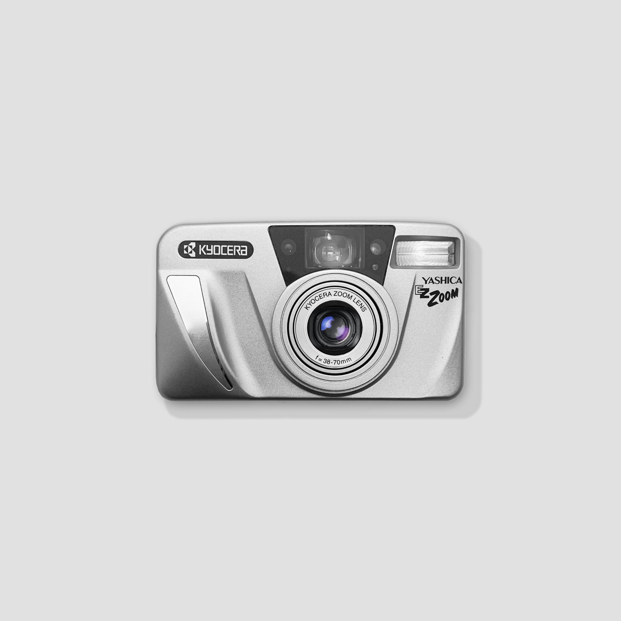 Yashica EZ Zoom compact camera showcasing its sleek design and self-timer function.
